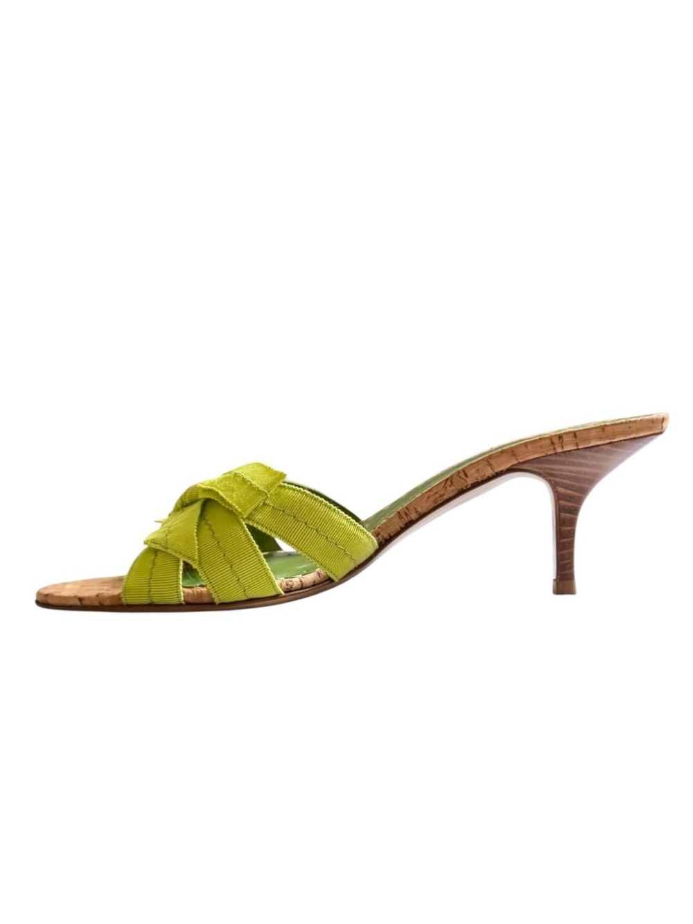 Coach Green Grosgrain Bow Kitten Heel Bree Mule Sandals Size 7 - Picture 5 of 9
